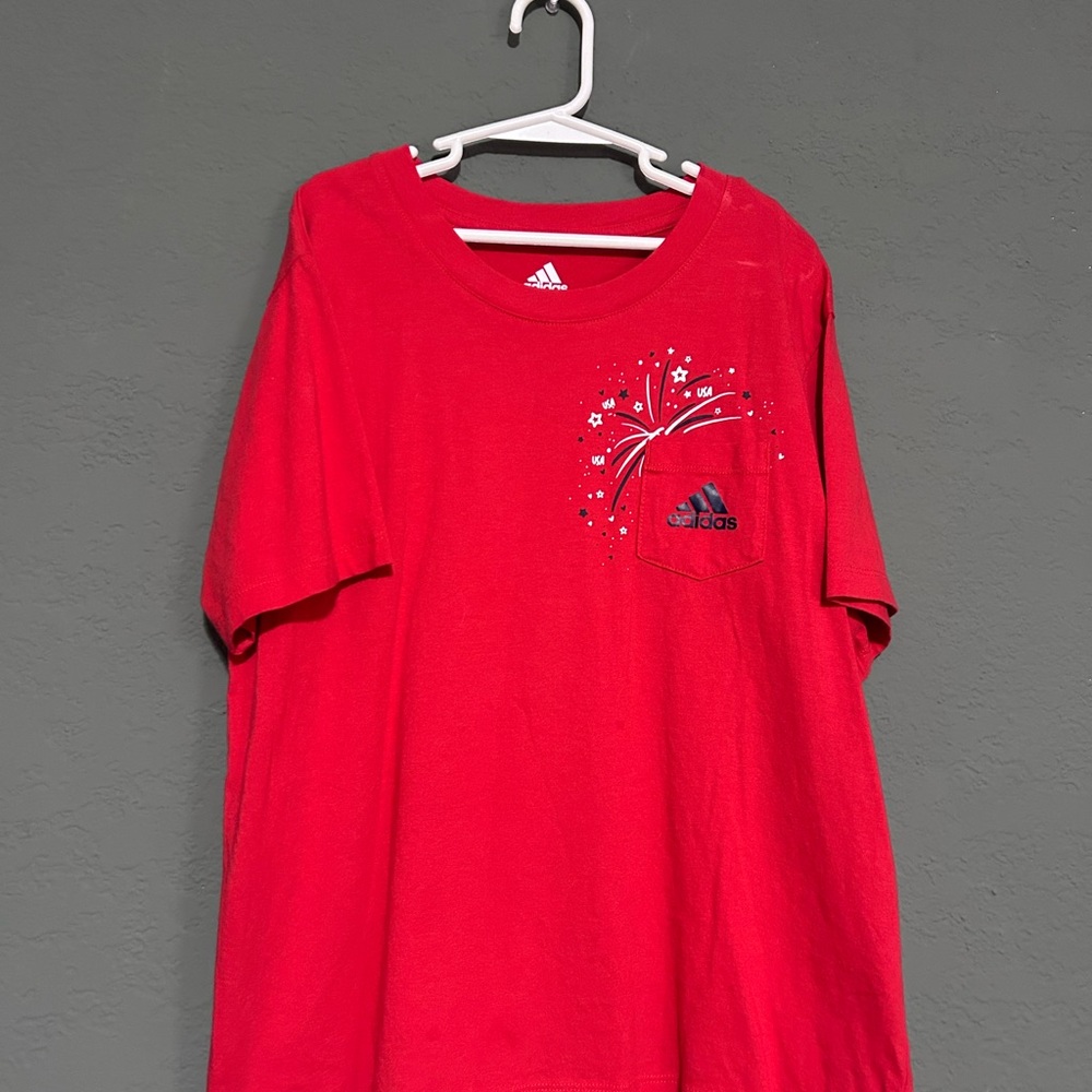 Adidas Red Short Sleeve Tee Vibrant Casual Wear
